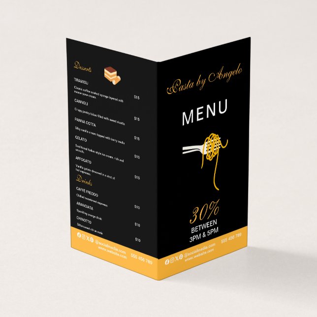 Aanpasbare Restaurant Menu Brochure (Buitenkant)