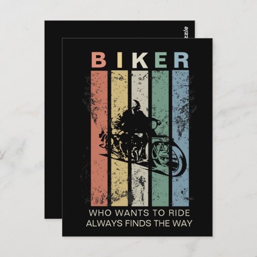 Aanpasbare  Retro Distressed Biker Briefkaart (Voorkant / Achterkant)