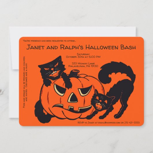 Aanpasbare Retro Halloween Decoratie Kaart (Voorkant)