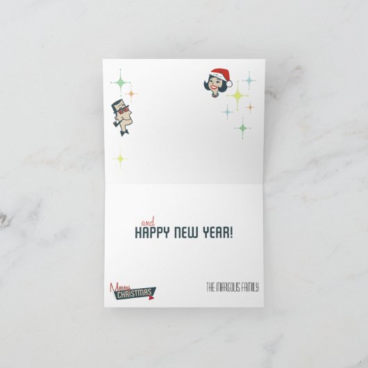 Aanpasbare Retro Koppel Prettig Kerstfeest Feestdagen Kaart (Binnen)