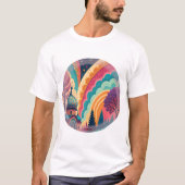 Aanpasbare Retro Regenboog Kunst T-shirt (Voorkant)