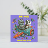 Aanpasbare Retro Robot en Kat in de Ruimte (Staand voorkant)