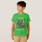 Aanpasbare Retro Robot en Kat in de Ruimte T-shirt (Voorkant volledig)