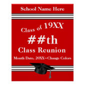 Aanpasbare Rode en Witte School Reünie Posters (Voorkant)