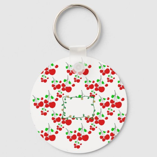 Aanpasbare rode kersenpatroon accessoires LeahG Sleutelhanger (Voorkant)