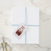 Aanpasbare rode kerstcadeau-fototemplate cadeaulabel (Met Touw)