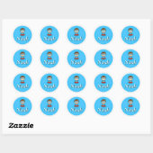 Aanpasbare Ronde Kindernaam Sticker – Superheld  (Vel)