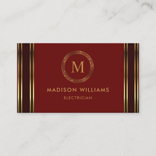 Aanpasbare Rood Maroon Goud Professionele Visitekaartje (Voorkant)