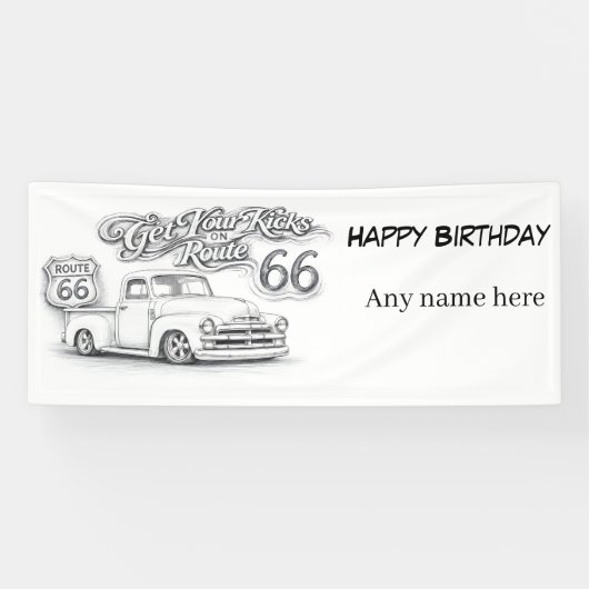 Aanpasbare Route 66 Banner (Horizontaal)