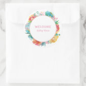 Aanpasbare Roze Aquarel Bloem Baby Shower C Ronde Sticker (Tas)