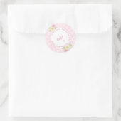 Aanpasbare Roze Aquarel Bloemen Adres  Ronde Sticker (Tas)