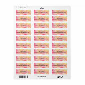 Aanpasbare Roze Bloem Waterverf Labels (Full Sheet)