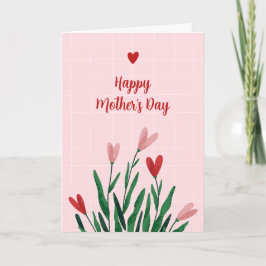 Aanpasbare Roze Bloemen Moederdagkaart Feestdagen Kaart