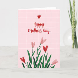 Aanpasbare Roze Bloemen Moederdagkaart Feestdagen Kaart