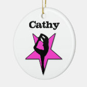 Aanpasbare roze Cheerleader-stervormgeving Keramisch Ornament (Links)