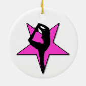Aanpasbare roze Cheerleader-stervormgeving Keramisch Ornament (Achterkant)