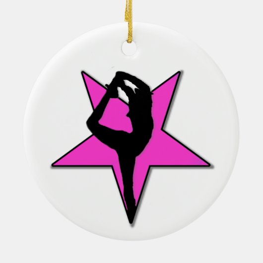 Aanpasbare roze Cheerleader-stervormgeving Keramisch Ornament (Achterkant)