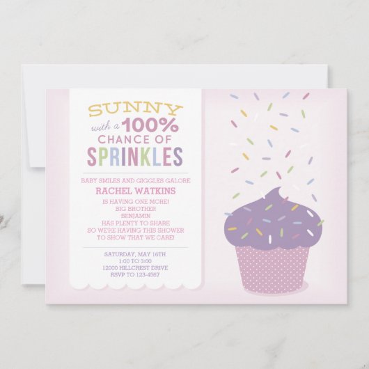 Aanpasbare Roze Cupcake Baby Spetter Uitnodiging (Voorkant)