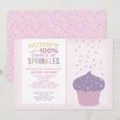 Aanpasbare Roze Cupcake Baby Spetter Uitnodiging (Voorkant / Achterkant)