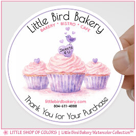 Aanpasbare Roze Cupcakes Bakkerij Bedankt Ronde Sticker