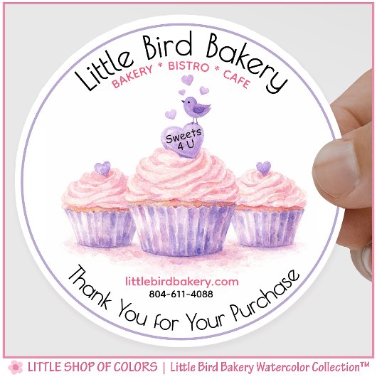 Aanpasbare Roze Cupcakes Bakkerij Bedankt Ronde Sticker