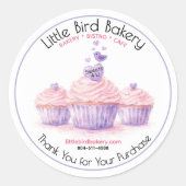 Aanpasbare Roze Cupcakes Bakkerij Bedankt Ronde Sticker (Voorkant)