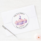 Aanpasbare Roze Cupcakes Bakkerij Bedankt Ronde Sticker (Envelop)