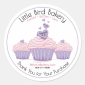 Aanpasbare Roze Cupcakes Bakkerij Bedankt Ronde Sticker (Voorkant)