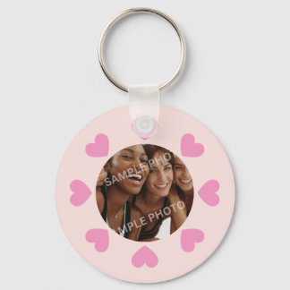 Aanpasbare Roze Hart Foto Sleutelhanger