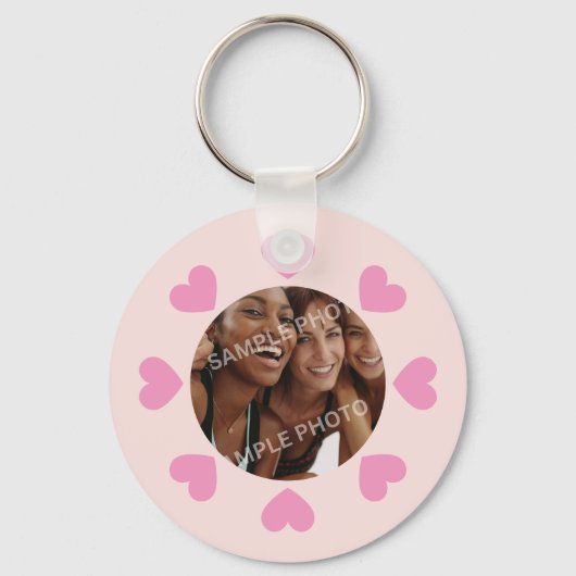 Aanpasbare Roze Hart Foto Sleutelhanger (Voorkant)