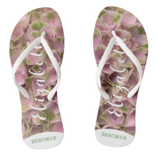 Aanpasbare Roze & Lichtgroene Bloemige Hortensia Teenslippers