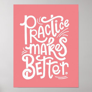 Aanpasbare Roze Oefening Maakt Beter Poster