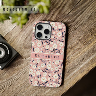 Aanpasbare Roze Perzik Bloem Witte Bloemen iPhone 15 Pro Max Case