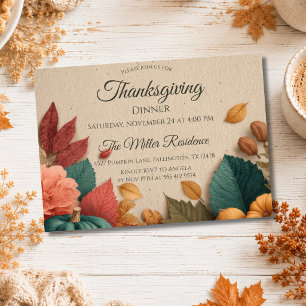 Aanpasbare Rustieke Herfst Thanksgiving Uitnodigin Kaart