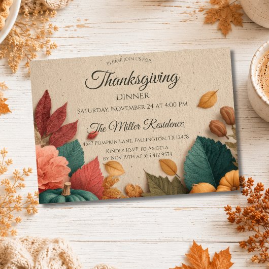Aanpasbare Rustieke Herfst Thanksgiving Uitnodigin Kaart