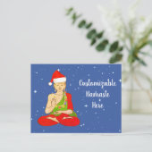 Aanpasbare Santa Boeddha Namaste Feestdagenkaart (Staand voorkant)