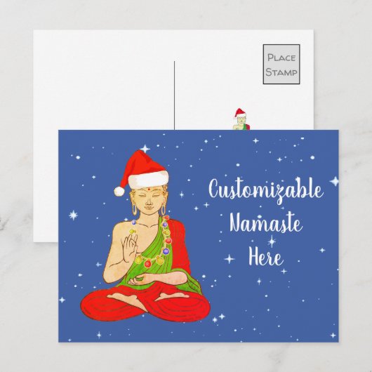 Aanpasbare Santa Boeddha Namaste Feestdagenkaart (Voorkant / Achterkant)