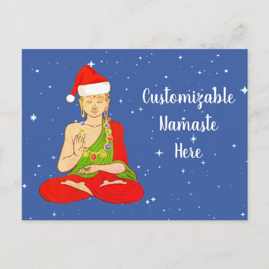 Aanpasbare Santa Boeddha Namaste Feestdagenkaart (Voorkant)