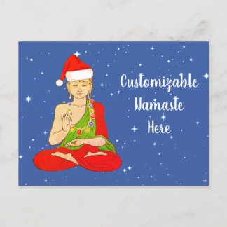 Aanpasbare Santa Buddha Namaste Feestdagenkaart