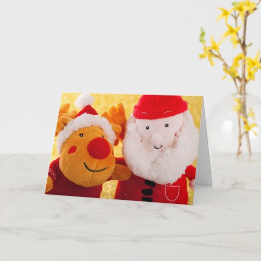 AANPASBARE SANTA KERST RUDOLPH KAART (Gele Bloem)
