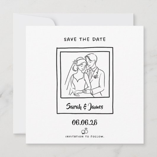 Aanpasbare Save the Date Bruid bruidegom Kaart (Voorkant)