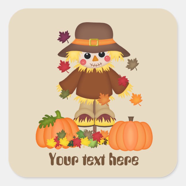 Aanpasbare scarecrow seizoensgebonden Herfst stick Vierkante Sticker (Voorkant)