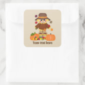 Aanpasbare scarecrow seizoensgebonden Herfst stick Vierkante Sticker (Tas)