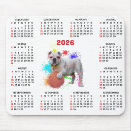 Aanpasbare Schattige Britse Bulldog Kalendar Muismat