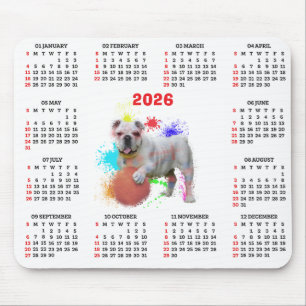 Aanpasbare Schattige Britse Bulldog Kalendar Muismat
