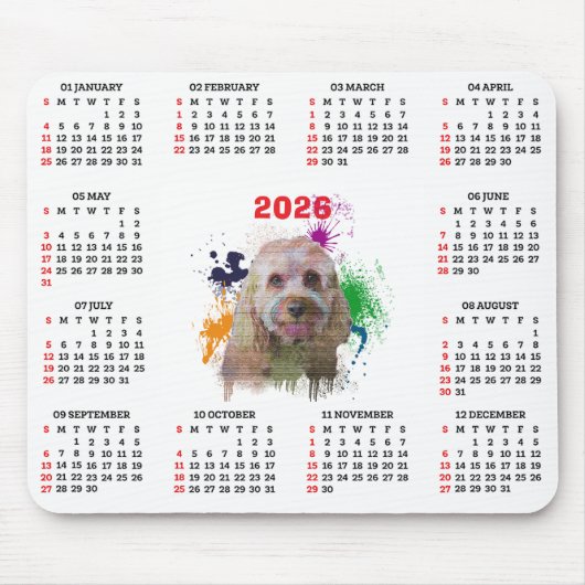 Aanpasbare Schattige Cavapoo Hond Kalender Muismat (Voorkant)