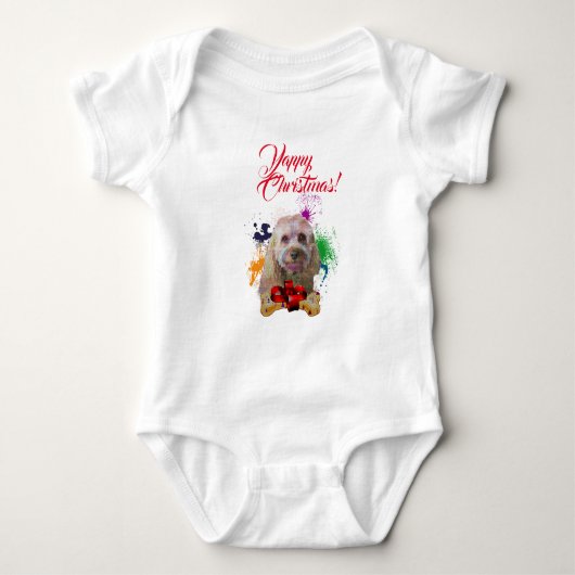 Aanpasbare Schattige Cavapoo Hond Yappy Kerstmis Romper (Voorkant)