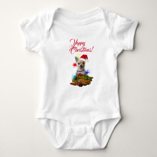 Aanpasbare Schattige Chihuahua Hond Yappy Kerstmis Romper (Voorkant)