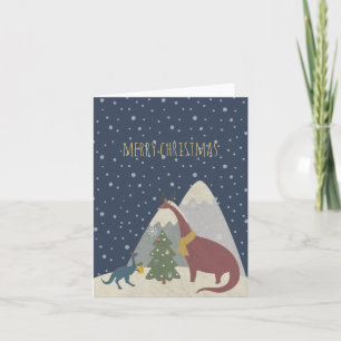 Aanpasbare Schattige Dinosaurussen Kerstmis Kaart