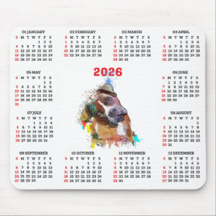 Aanpasbare Schattige Pittie Hond Kalender Muismat